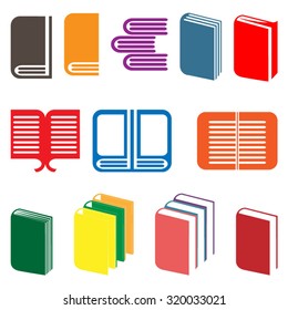 Books, color icon set