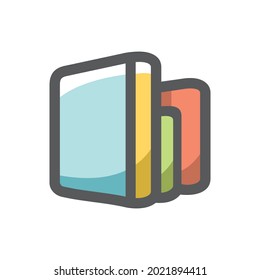 Books colored set Vector icon Cartoon illustration