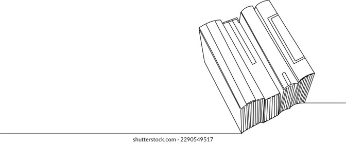 books continuous line drawing isolated, vector