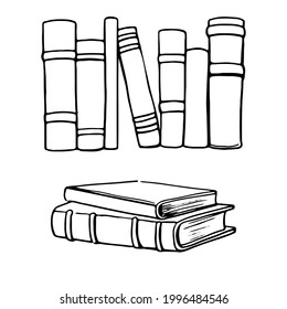 
books in contour on the white background 