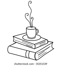 Books and cup of coffee
