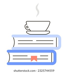 Books and cup. School desighn. Vector illustration.