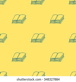 Books doodles seamless background