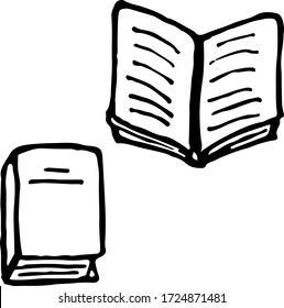 books drawn by liner, hand drawing, vector icons Pictogram Logo