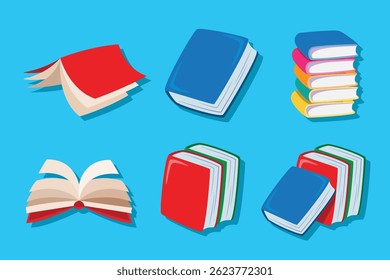 Books for Education Flat vector illustration