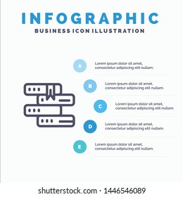Books, Education, Library, Study Line icon with 5 steps presentation infographics Background