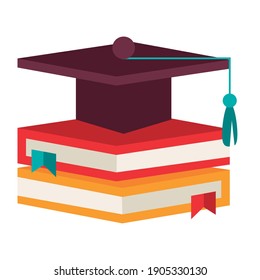 books education supplies with graduation hat vector illustration design
