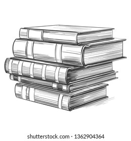 Books, education vintage set hand drawn vector illustration sketch