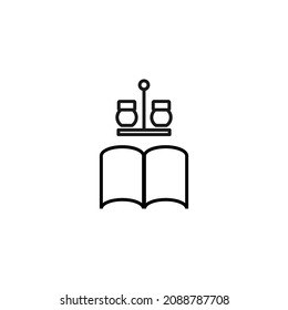 Bücher, Fiktion und Lesekonzept. Vektorzeichen im modernen Flachstil gezeichnet. Hochwertiges Piktogramm, geeignet für Werbung, Webseiten, Internetläden usw. Das Symbol für Salz und Pfeffer über Buch 