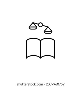 Books, fiction and reading concept. Vector sign drawn in modern flat style. High quality pictogram suitable for advertising, web sites, internet stores etc. Line icon of scales over book 