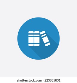 books Flat Blue Simple Icon with long shadow, isolated on white background  