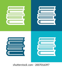 Books Flat four color minimal icon set