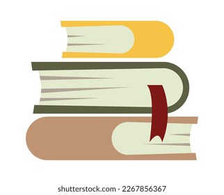 Books flat icon Library objects Wisdom and knowledge. Vector illustration
