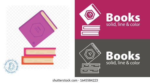 icono plano de libros. icono de línea