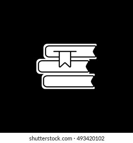 Books Flat Icon On Black Background
