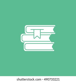 Books Flat Icon On Green Background