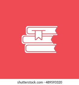 Books Flat Icon On Red Background