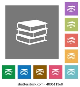 Books flat icon set on color square background