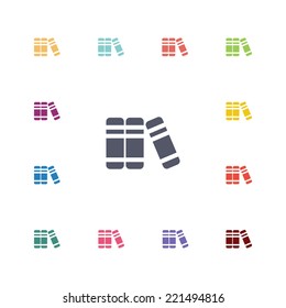 books flat icons set. Open round colorful buttons. Vector 