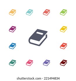 books flat icons set. Open round colorful buttons. Vector 