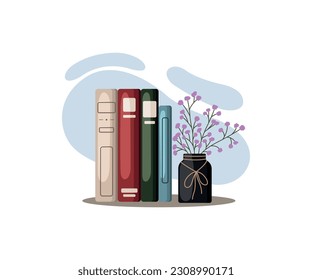 Books in flat style. Vector illustration isolated on white background