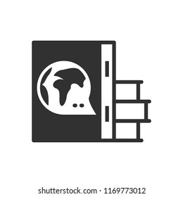 books of foreign languages. dictionary. monochrome icon