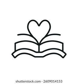 Books forming heart icon symbolizes love for reading literacy and World Book Day celebration