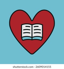Books forming heart icon symbolizes love for reading literacy and World Book Day celebration