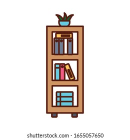 books furniture line and fill style icon design, Home room decoration interior living building apartment and residential theme Vector illustration
