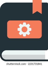 books and gears illustration in minimal style isolated on background
