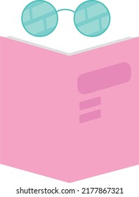 Books and glasses. Reading activities. Vector illustration