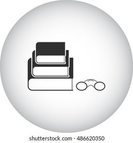 Books and glasses symbol sign simple icon on background