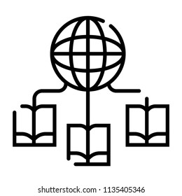 Books and globe vector icon.