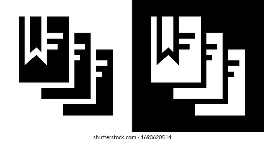 Books. Glyph Icon in White and Black Version.