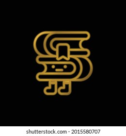 Books gold plated metalic icon or logo vector