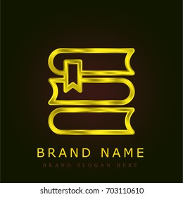 Books golden metallic logo