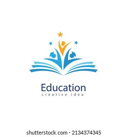 Books and Graduates Icon Vector Education Logo Template
