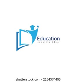 Books and Graduates Icon Vector Education Logo Template