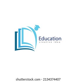 Books and Graduates Icon Vector Education Logo Template