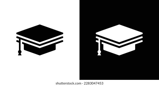 books and graduation cap logo design icon vector illustration