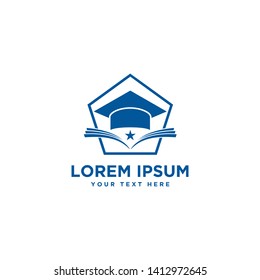Books graduation hat education simple modern concept. Can use for logo, icon, symbol, mascott vector