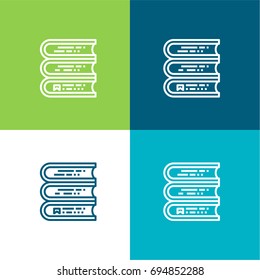 Books green and blue material color minimal icon or logo design