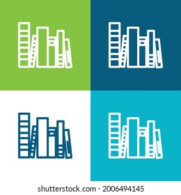 Books Group Flat four color minimal icon set