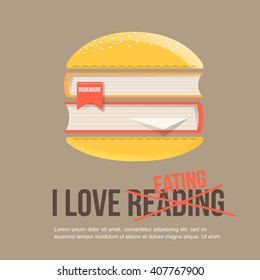 books in hamburger, flat icon.
