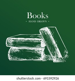 Books, Hand Drawn Sketch Vector illustration.