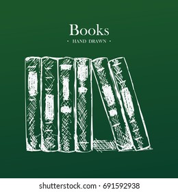 Books, Hand Drawn Sketch Vector illustration.