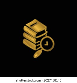 Libros Mano Dibujar Pila dorada chapado en icono metálico o vector de logotipo
