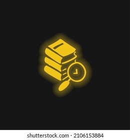 Books Hand Drawn Stack yellow glowing neon icon