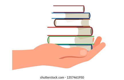 Books in hand. Vector illustration.