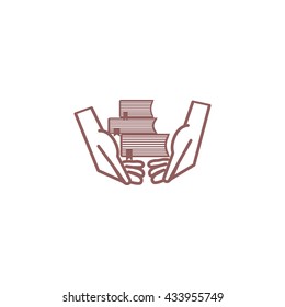 books, hands, icon
